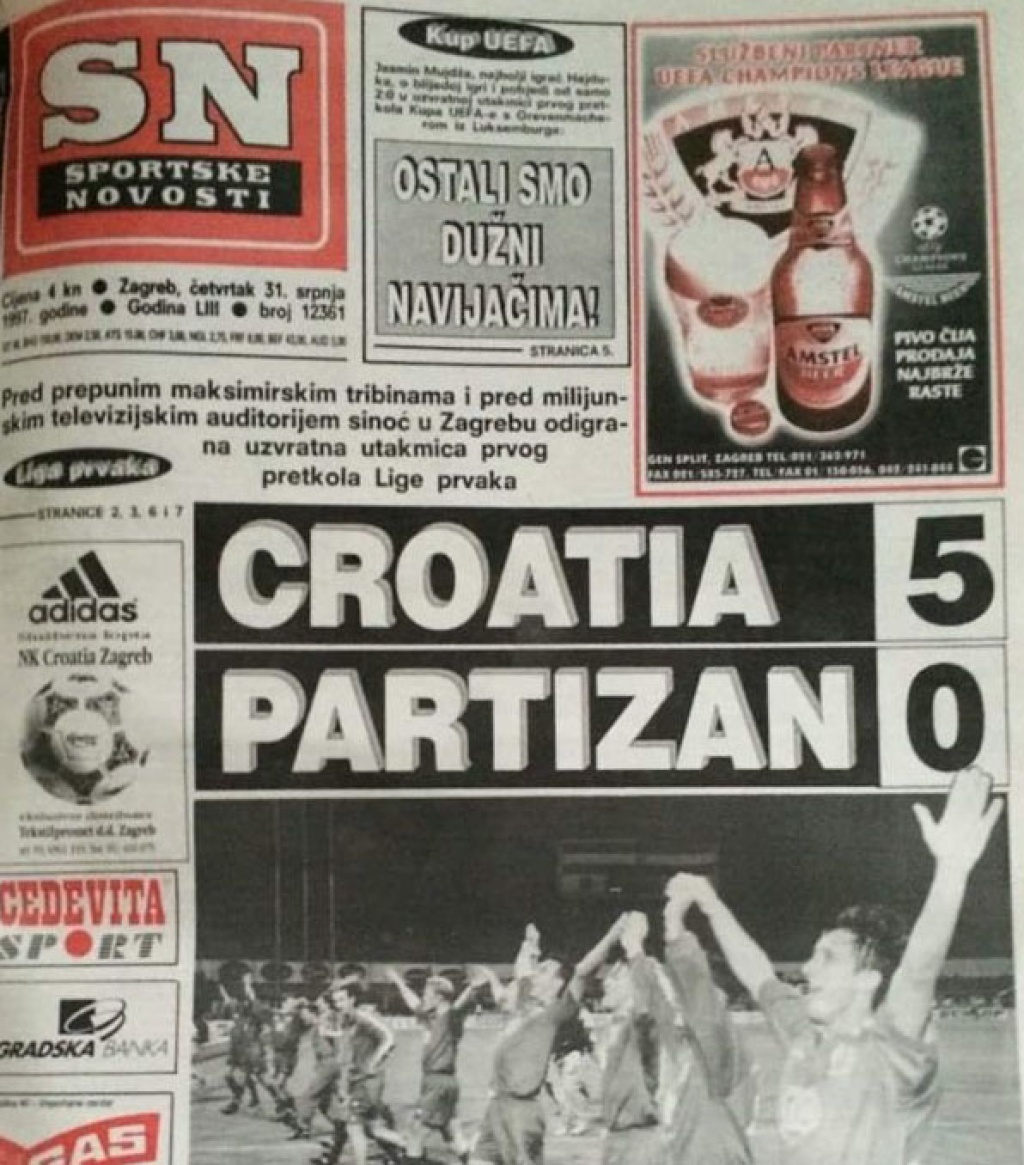 Na današnji dan, prije dvadeset dvije godine Croatia demolirala Partizan