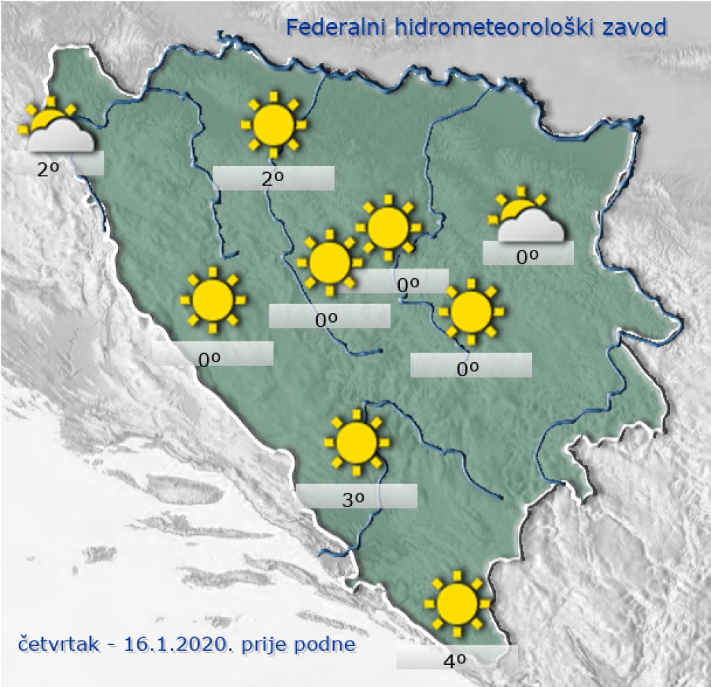 Danas u Bosni i Hercegovini pretežno vedro