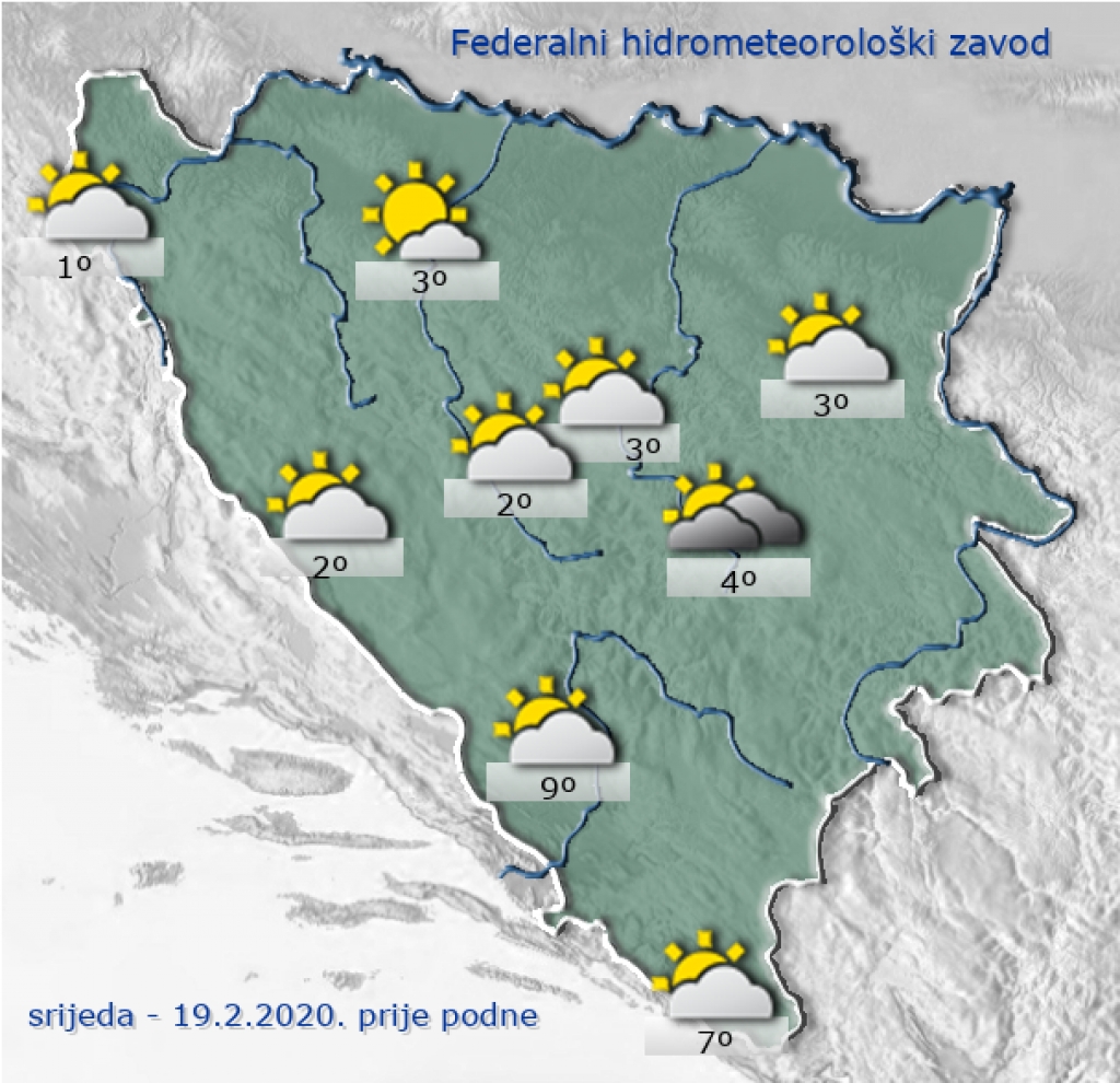 Jutros je u Hercegovini umjereno do pretežno oblačno vrijeme
