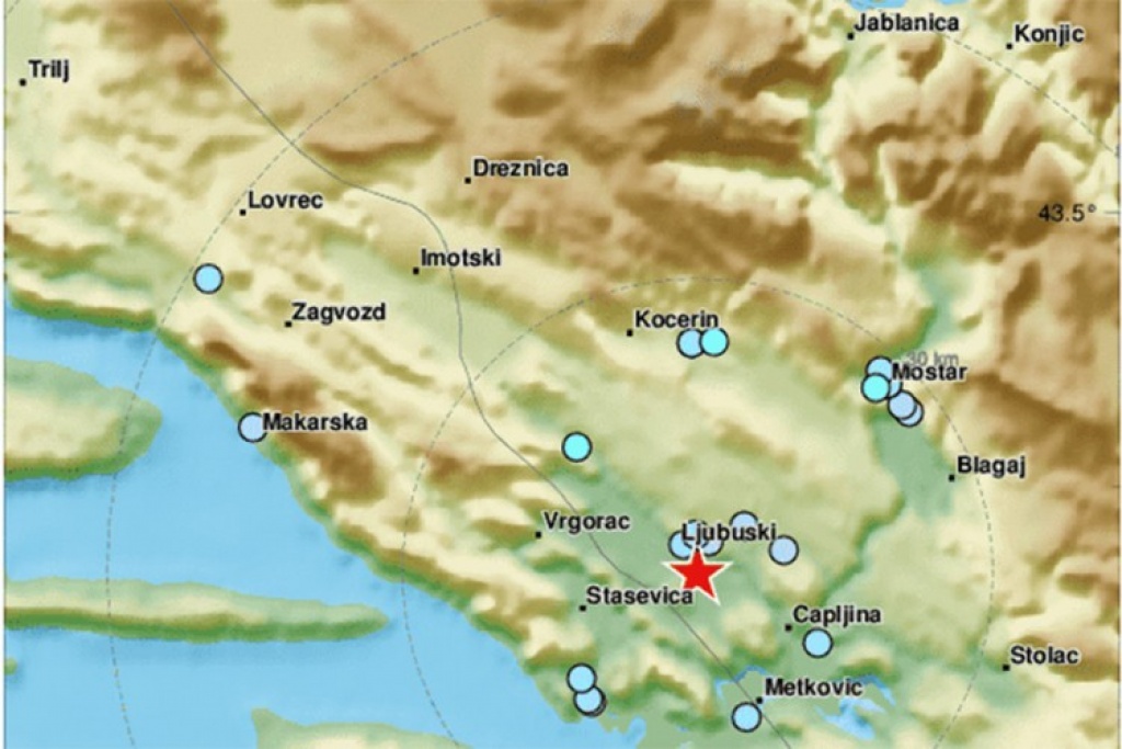 Dva potresa u nizu zatresla Ljubuški i Hercegovinu