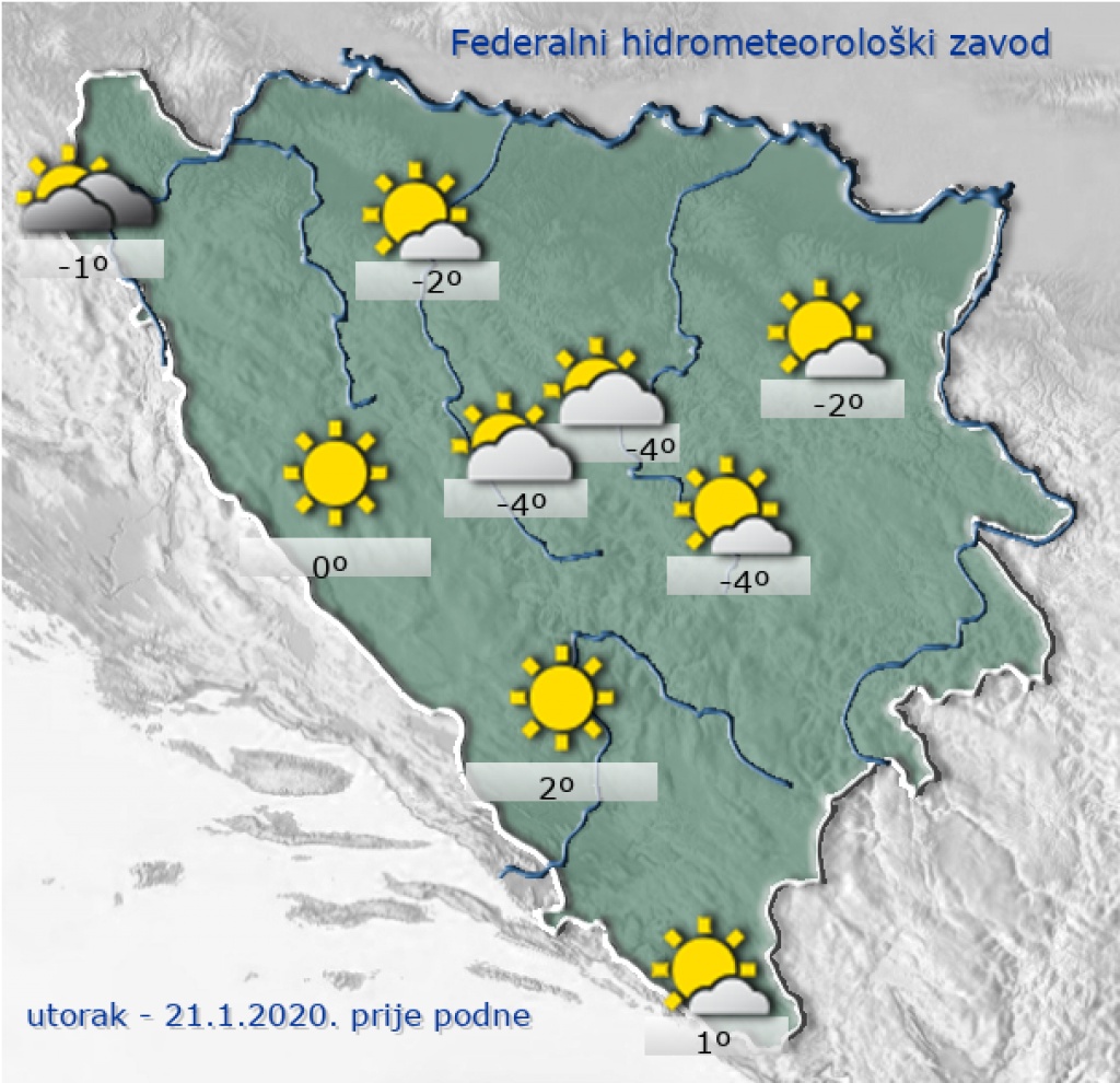 U Hercegovini danas će preovladavati sunčano vrijeme