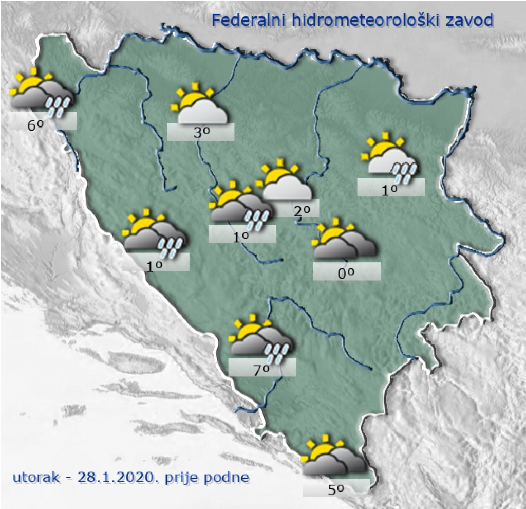 U Hercegovini povremena i slaba kiša