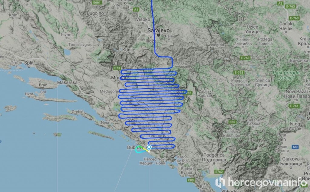Zrakoplov iznad Hercegovine bilježio neobičan smjer kretanja, evo o čemu se radilo