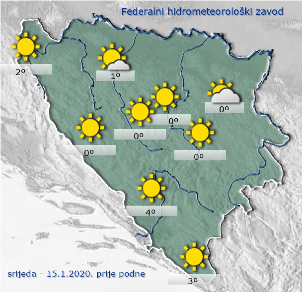 Danas u Bosni i Hercegovini pretežno sunčano