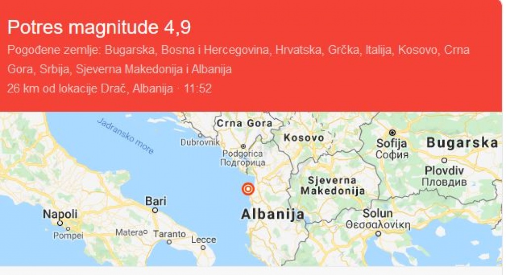 Novi snažni potres pogodio Albaniju, ponovno se potreslo tlo i u BiH