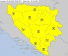 Upaljen je žuti meteoalarm za područje cijele BiH