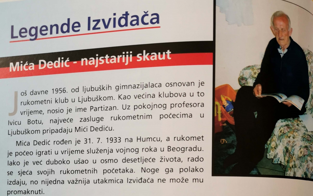 Iz ljubuške rukometne povijesti: Legende Izviđača - Mića Dedić, najstariji Skaut