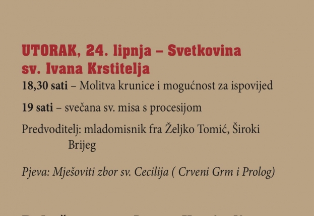 NAJAVA: Proslava sv. Ivana Krstitelja u Crvenom Grmu
