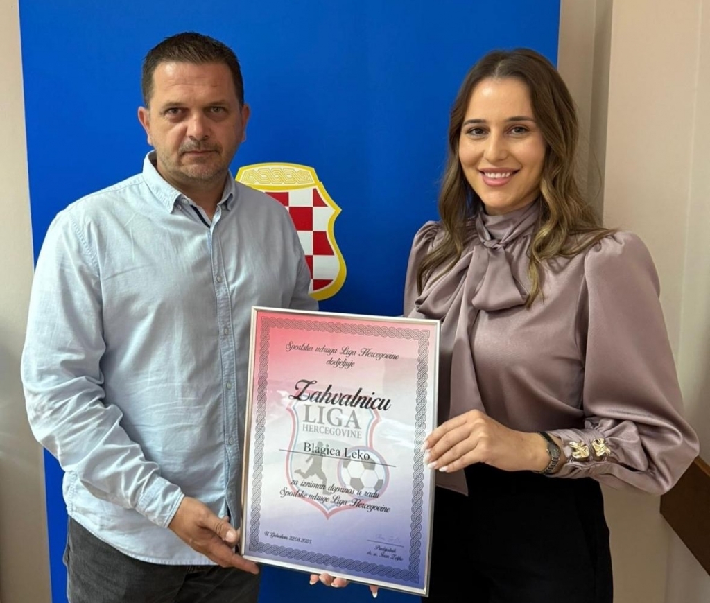 Predstavnici sportske udruge „Liga Hercegovine“ zahvalili dopredsjednici Leko na suradnji