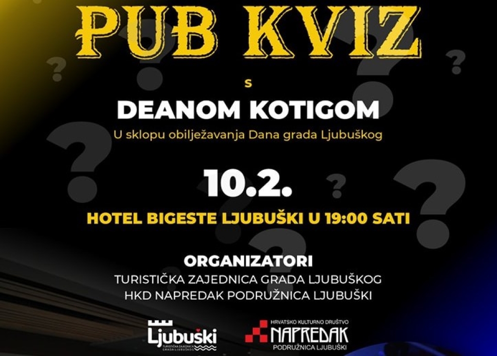 NAJAVA: Pub Kviz s Deanom Kotigom u Ljubuškom