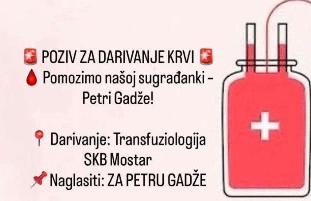 Hitno potrebna krv za djevojčicu stradalu u nesreći kod Čapljine