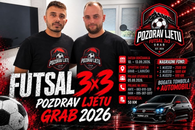 Sutra počinje Futsal 3×3 „Pozdrav ljetu – Grab 2026“: Rekordnih 106 ekipa na obnovljenom Sportskom centru Grab