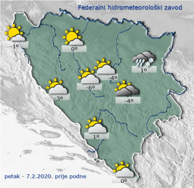 U Hercegovini sunčano vrijeme uz malu do umjerenu oblačnost