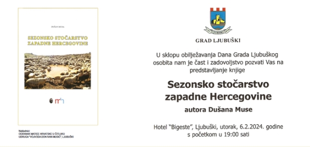 Danas predstavljanje knjige “Sezonsko stočarstvo zapadne Hercegovine” autora Dušana Muse