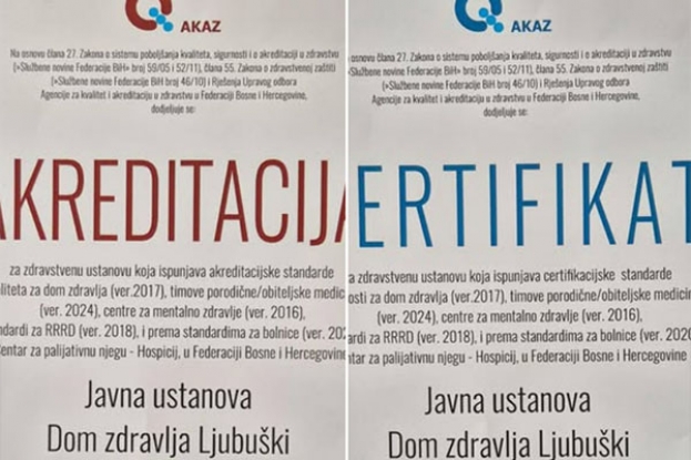 DZ Ljubu&scaron;ki uspje&scaron;no dovr&scaron;io proces certifikacije i akreditacije svih zdravstvenih usluga