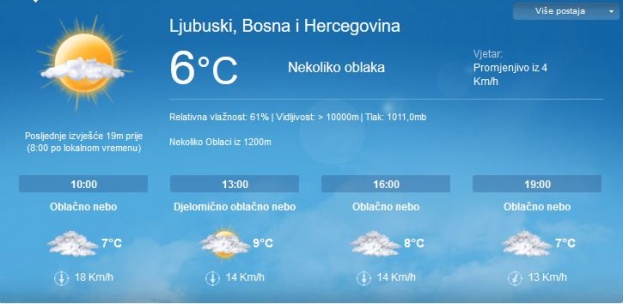 Jutros je u Bosni i Hercegovini pretežno oblačno vrijeme