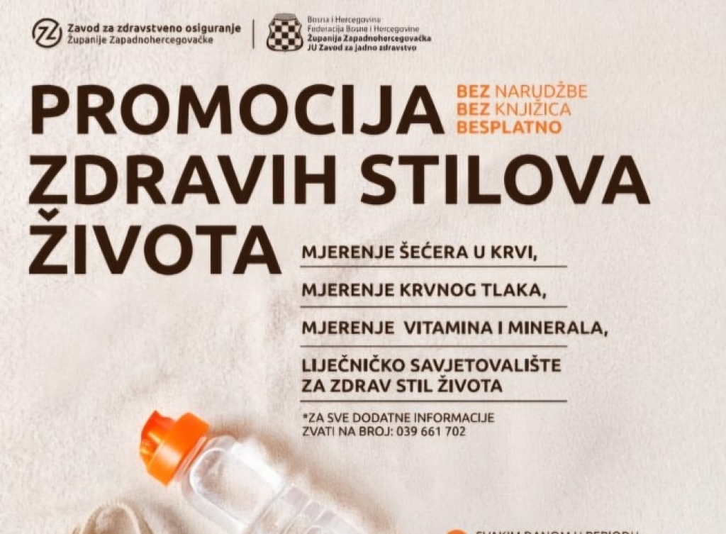 PROMOCIJA ZDRAVIH STILOVA ŽIVOTA U ŽZH– mjerenje šećera u krvi, krvnog tlaka, vitamina i minerala i liječničko savjetovalište za zdravi stil života