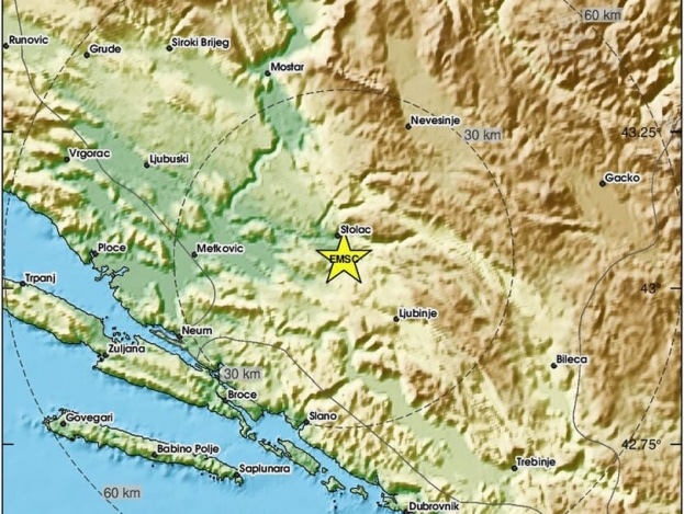 Slabiji potres osjetio se u Hercegovini