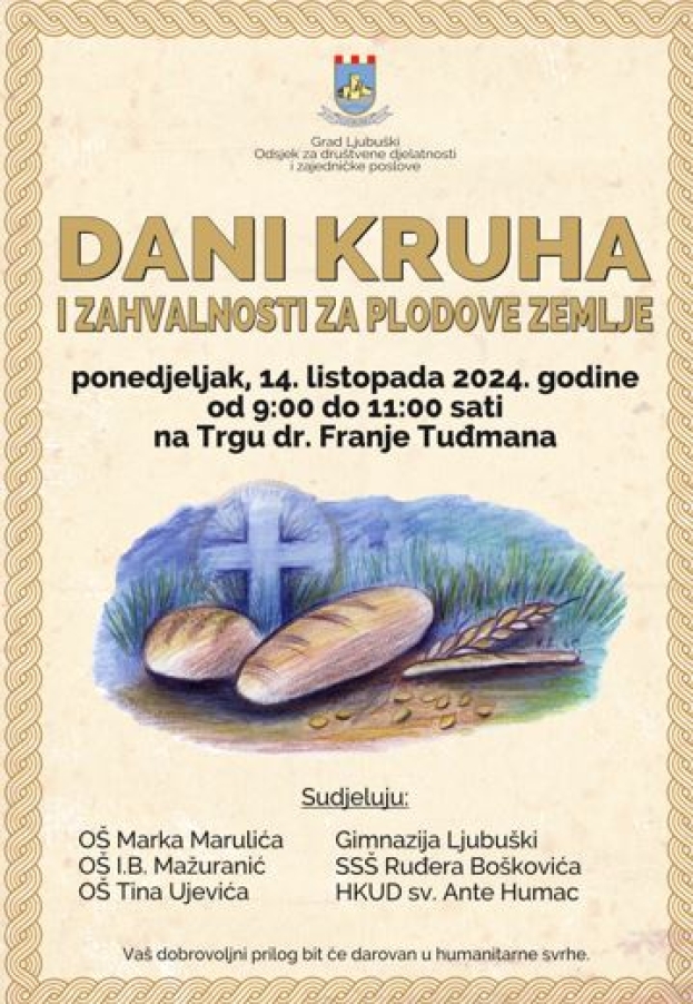 NAJAVA| “Dani kruha i zahvalnosti za plodove zemlje”