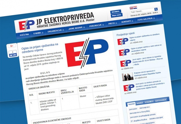 Elektroprivreda HZHB raspisala natječaj za prijem djelatnika i vježbenika