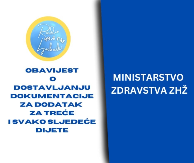 DODATAK ZA TREĆE I SVAKO SLJEDEĆE DIJETE Podsjetnik o dostavi dokumentacije za daljnje korištenje prava, rok do 30.9.2026. godine