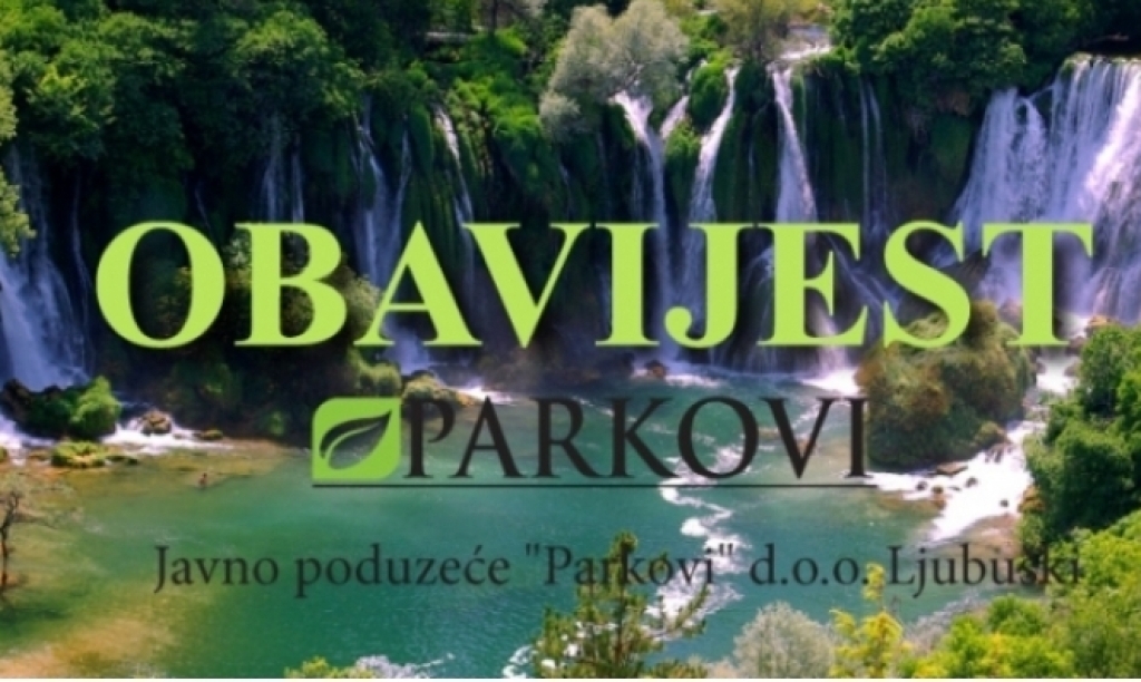 |JP Parkovi| Obavijest o pojavi mutnoće vode