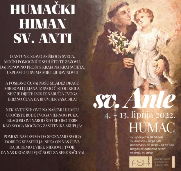Pogledajte program proslave blagdana sv. Ante na Humcu
