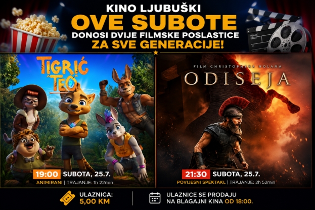 Dvije filmske poslastice ove subote u Kinu Ljubuški: Tigrić Leo i Odiseja