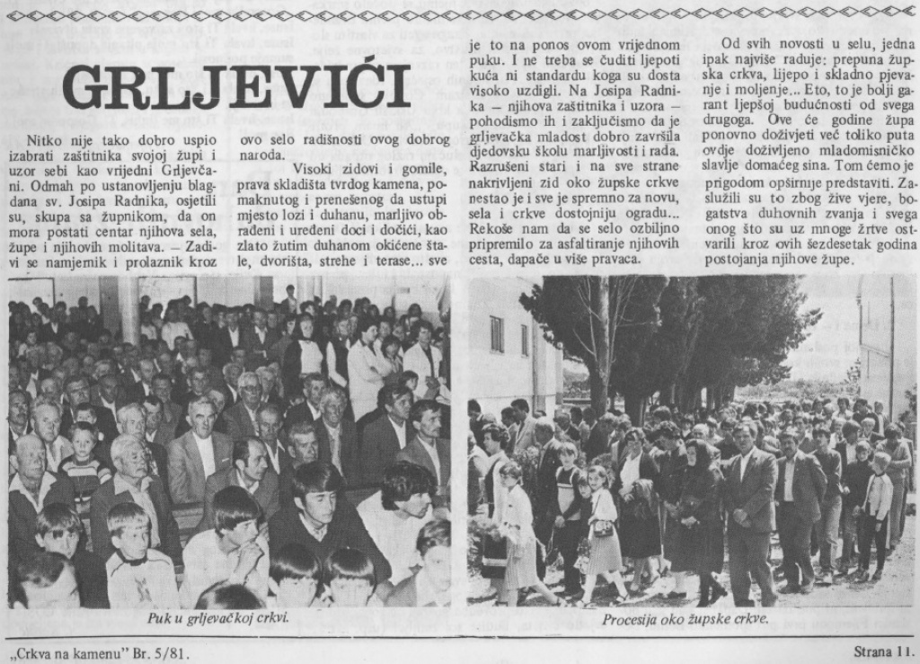 Iz nedavne prošlosti ljubuškog kraja: Grljevići za blagdan svog zaštitnika 1981. godine