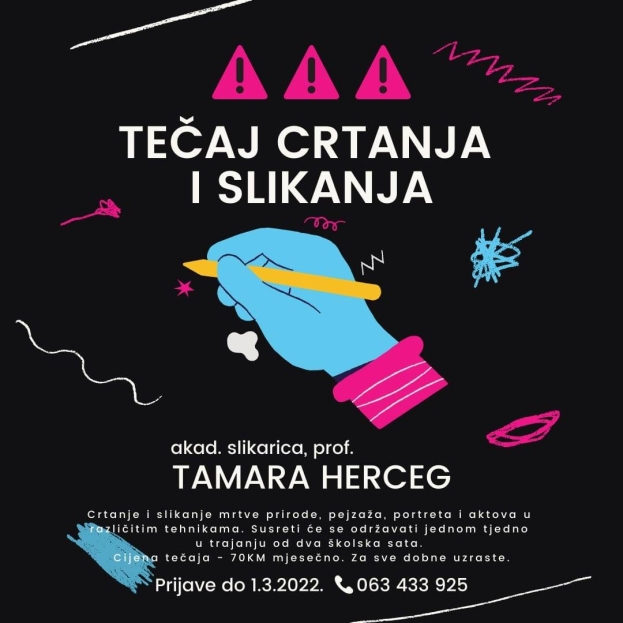 Tamara Herceg organizira tečaj crtanja i slikanja