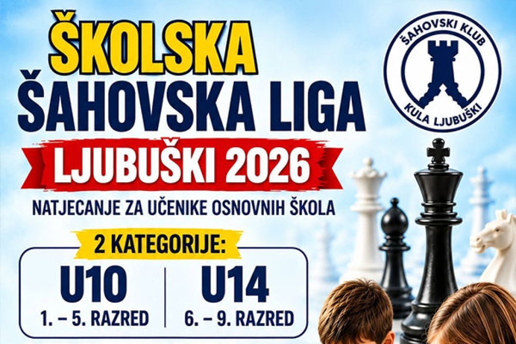 ŠK Kula Ljubuški pokreće Školsku šahovsku ligu osnovnih škola Ljubuški 2026.