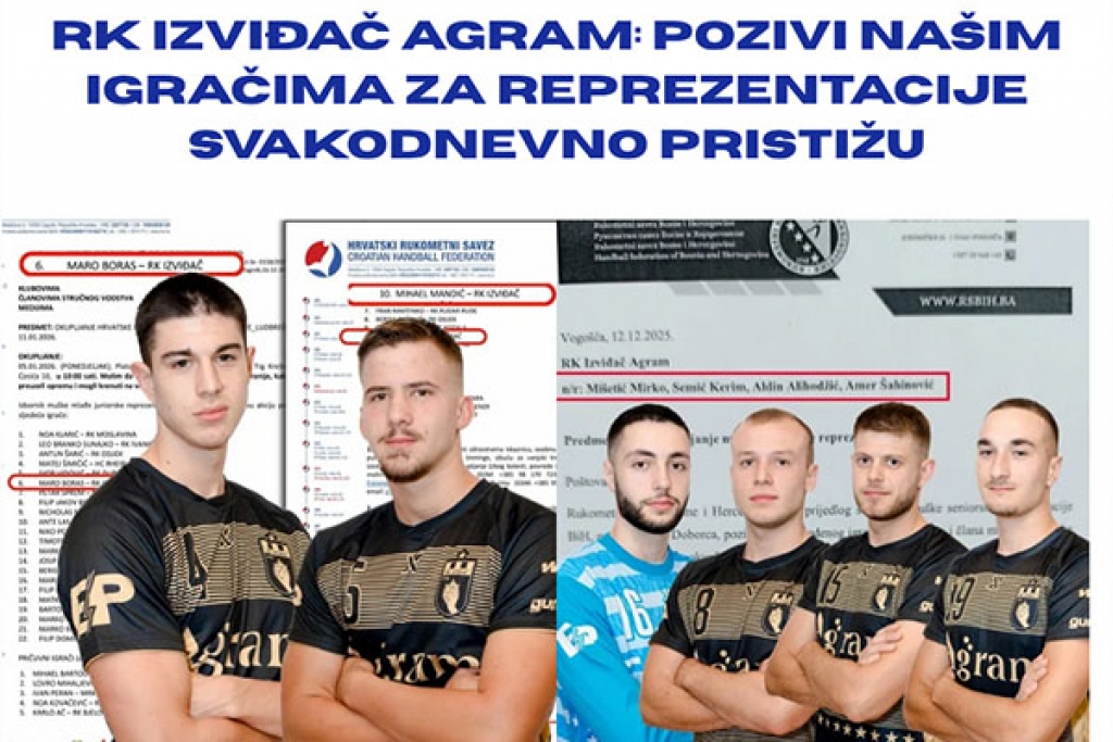 Novi pozivi za reprezentacije igračima RK Izviđač Agram