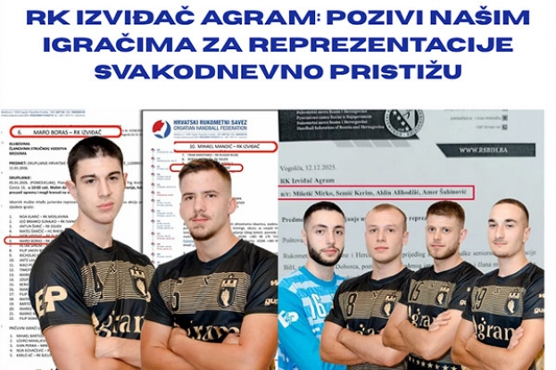Novi pozivi za reprezentacije igračima RK Izviđač Agram