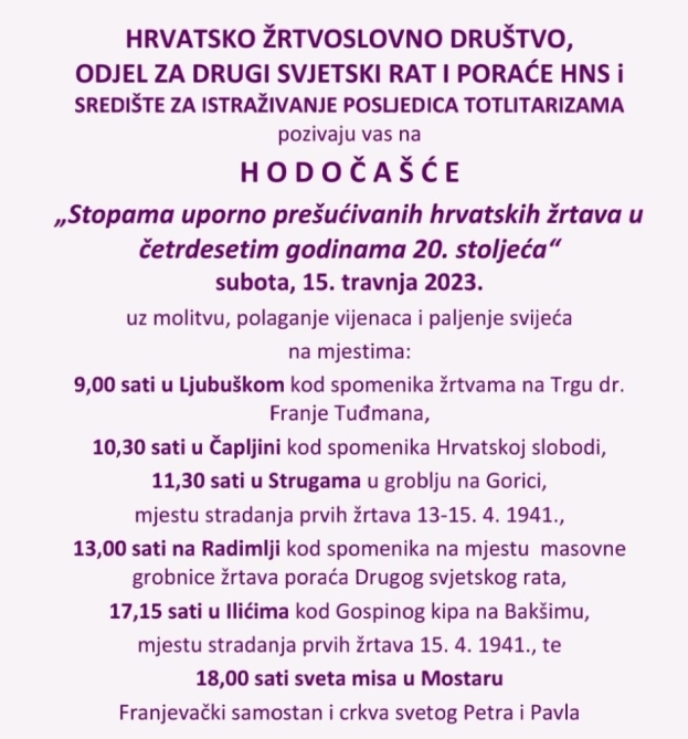 |POZIV| Hodočašće pod nazivom “Stopama uporno prešućivanih hrvatskih žrtava u četrdesetim godinama 20. stoljeća”