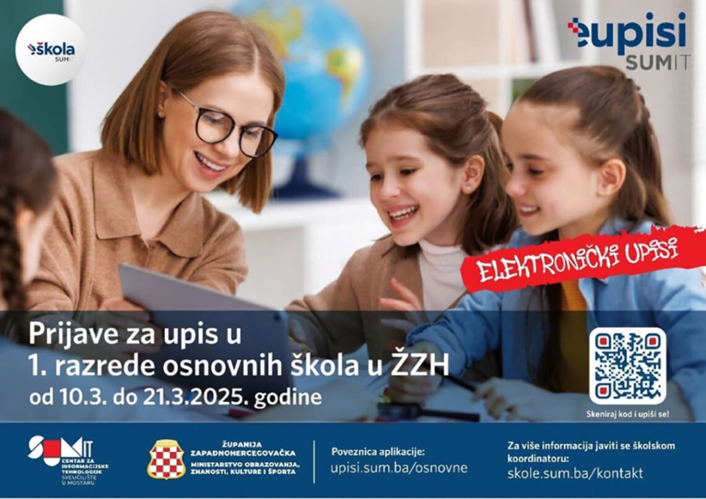 Evo kada počinju prijave za upis u 1. razred osnovnih škola u ŽZH