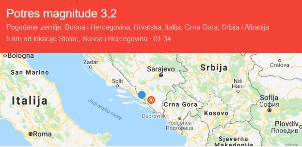 Hercegovinu pogodio potres: Epicentar kod Stoca