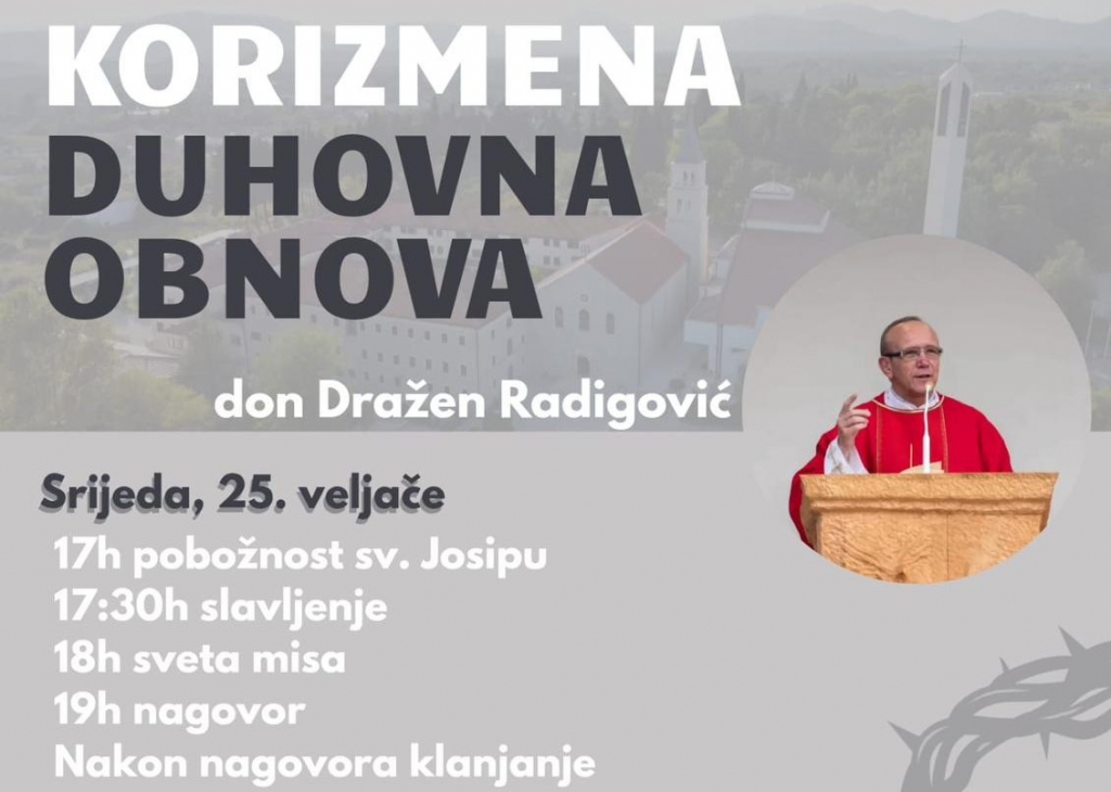 Danas počinje korizmena duhovna obnova na Humcu