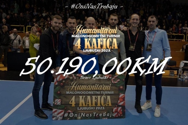 Na humanitarnom malonogometnom turniru “4 Kafića” prikupljeno 50.190,00 KM