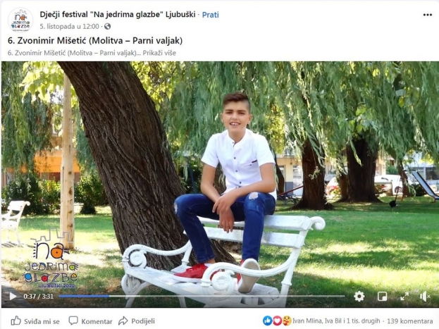 Zvonimir Mišetić pobjednik Dječjeg festivala 'Na jedrima glazbe'