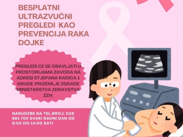OBAVIJEST: Popunjeni termini za besplatne ultrazvučne preglede dojki