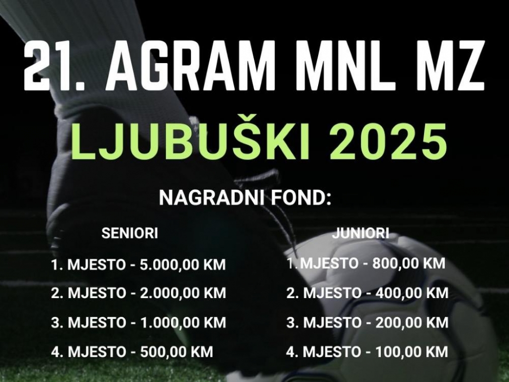 OTVORENE PRIJAVE ZA 21. AGRAM LIGU MJESNIH ZAJEDNICA GRADA LJUBUŠKOG