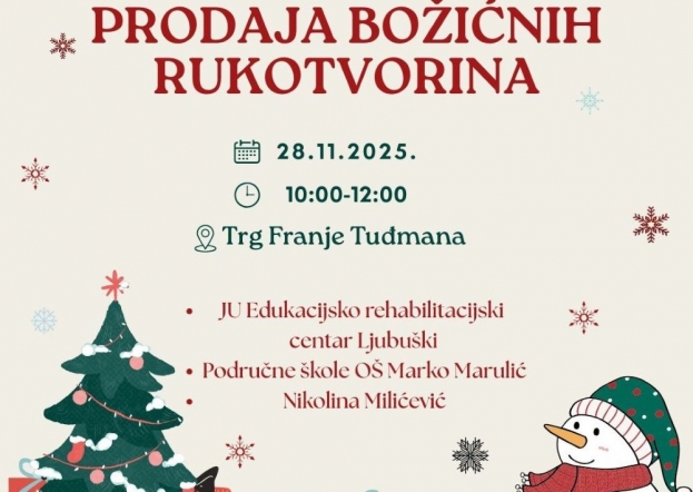 Ljubuški: Prodaja božićnih rukotvorina u petak