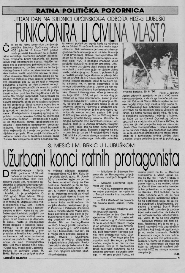 Donosimo: Ljubuški glasnik - broj 6., 25. lipnja 1992. godine