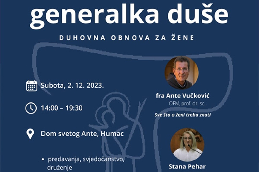 NAJAVA: Na Humcu duhovna obnova za žene „Generalka duše“