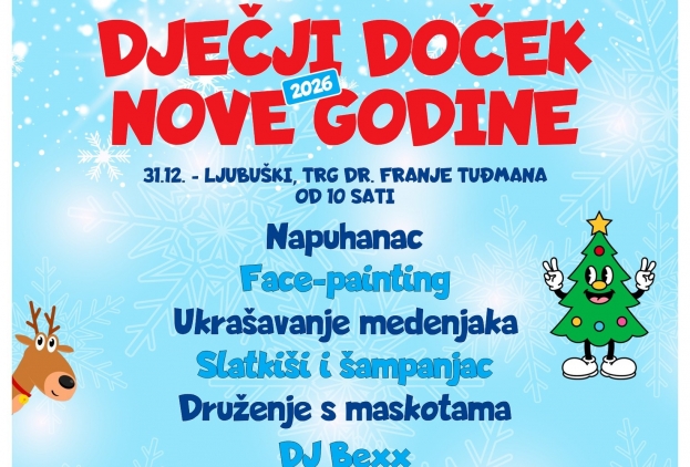 LJUBU&Scaron;KI: Dječji doček Nove godine na Trg dr. Franje Tuđmana