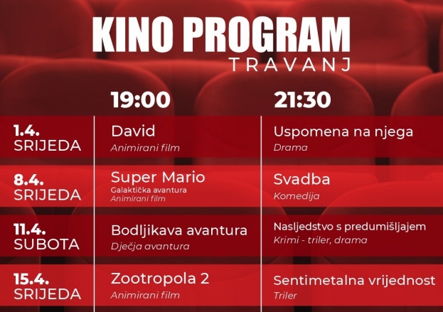 Kino Ljubu&scaron;ki: Nova satnica i program za travanj