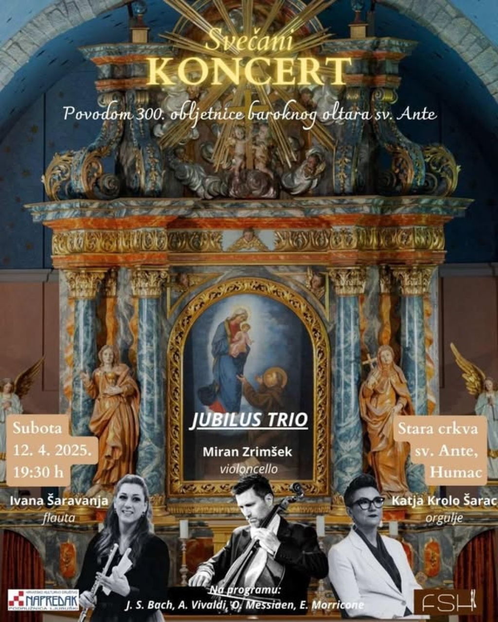 NAJAVA: Svečani koncert povodom 300. obljetnice baroknog Oltara sv. Ante