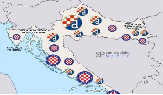 Koji dijelovi Hrvatske navijaju za Hajduk, a koji za - Dinamo?