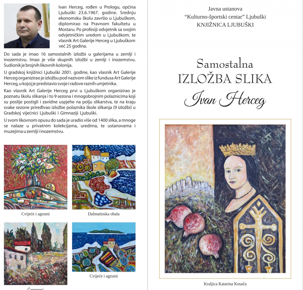 NAJAVA: U Knjižnici Ljubuški samostalna izložba slika ljubuškog slikara Ivana Hercega