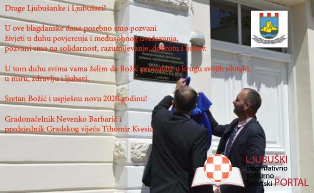 Božićna čestitka gradonačelnika Nevenka Barbarića i predsjednika GV Tihomira Kvesića